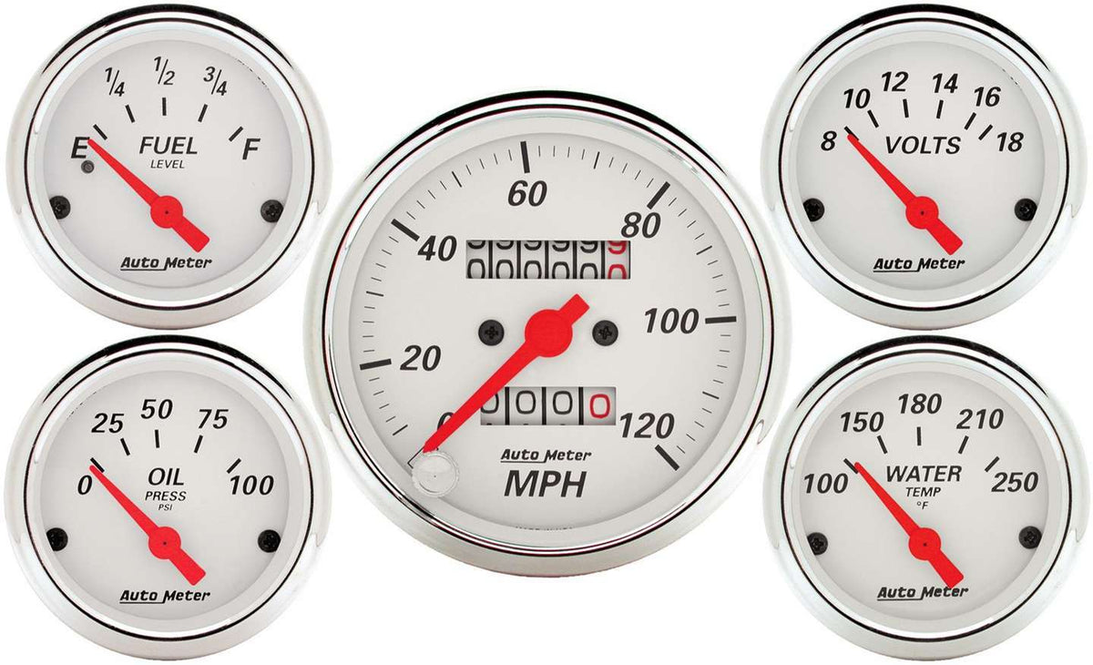 Traditional incandescent lighting illuminates around the perimeter of the dial