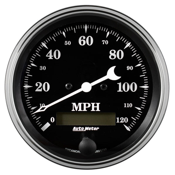 Traditional incandescent lighting illuminates around the perimeter of the dial