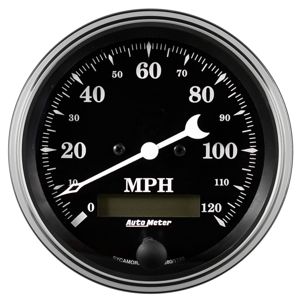 Traditional incandescent lighting illuminates around the perimeter of the dial