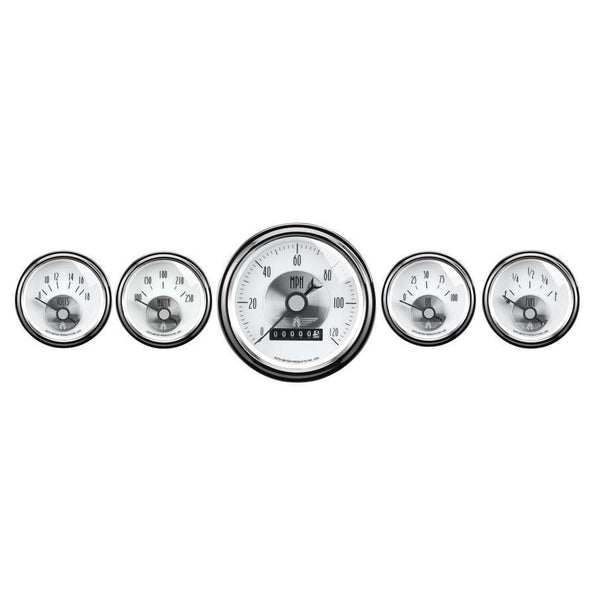 GAUGE KIT, 5 PC., 3 3/8" & 2 1/16" , ELEC. SPEEDO W/ WHEEL ODO, PRESTIGE PEARL