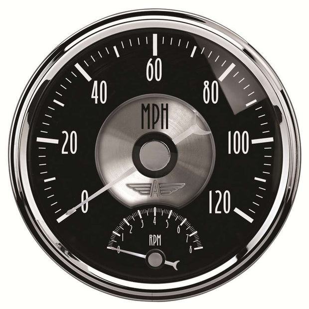GAUGE, TACH/SPEEDO, 5", 120MPH & 8K RPM, ELEC. PROGRAM, PRESTIGE BLK. DIAMOND