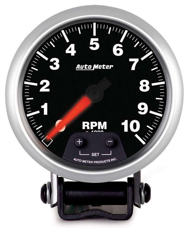 GAUGE, TACH, 3 3/4" , 10K RPM, PEDESTAL W/ SHIFT LIGHT & PEAK MEM, ELITE