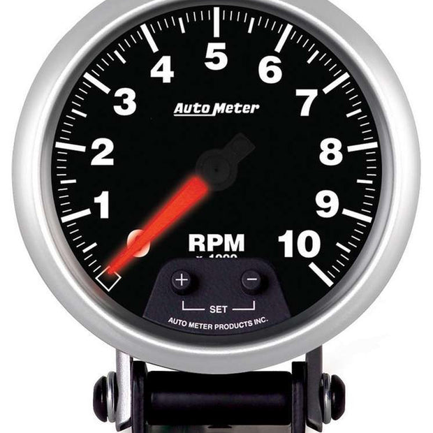 GAUGE, TACH, 3 3/4" , 10K RPM, PEDESTAL W/ SHIFT LIGHT & PEAK MEM, ELITE