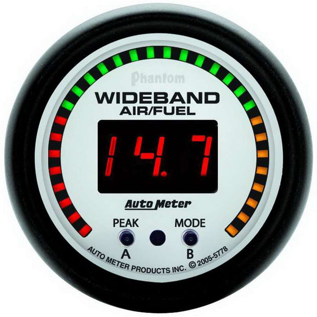 GAUGE, AIR/FUEL RATIO-PRO, 2 1/16", 10:1-20:1, DIGITAL W/ PEAK & WARN, PHANTOM
