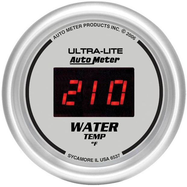 GAUGE, WATER TEMP, 2 1/16", 340?F, DIGITAL, SILVER DIAL W/ RED LED